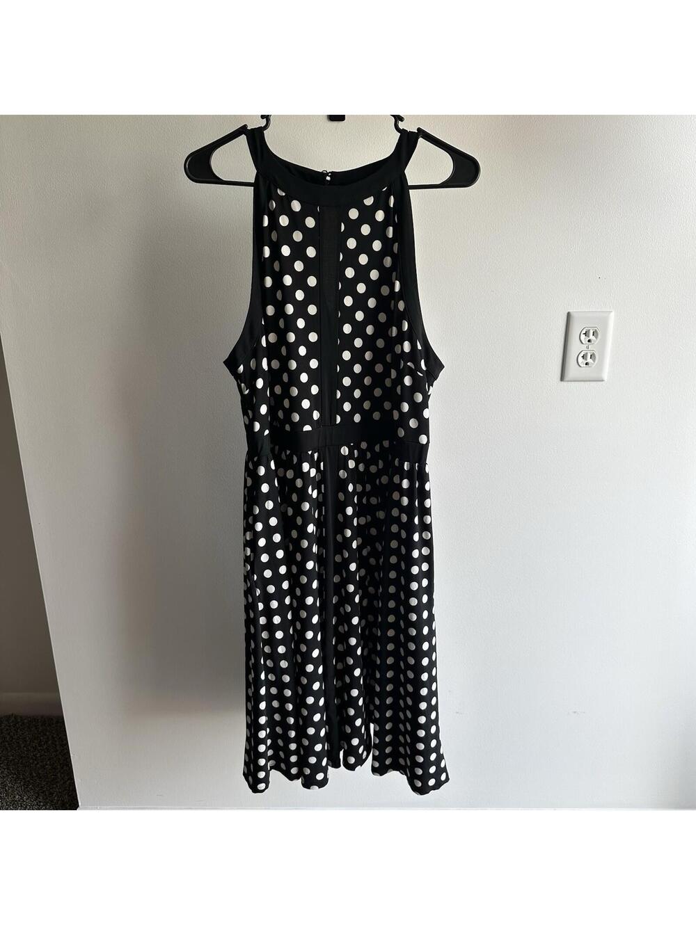 TORRID Women Plus Size 1 Black Polka Dots Halter Neck A Line Dress